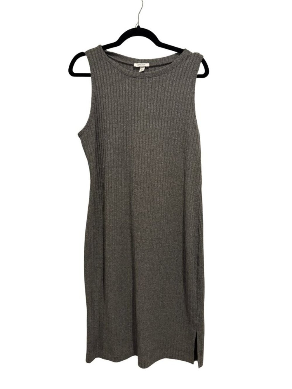 Nine West Gray Ribbed Sleeveless Midi Dress XL